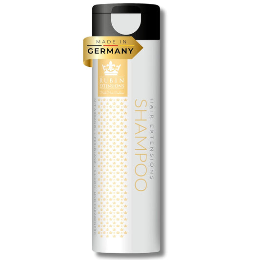 RUBIN EXTENSIONS SHAMPOO | Profi Pflege Für Extensions Echthaar | Feuchtigkeit, Glanz & Schutz Mit Grüntee, Panthenol & Arganöl | Repariert & Schützt Haarverlängerung Echthaar | Parabenfrei, Vegan
