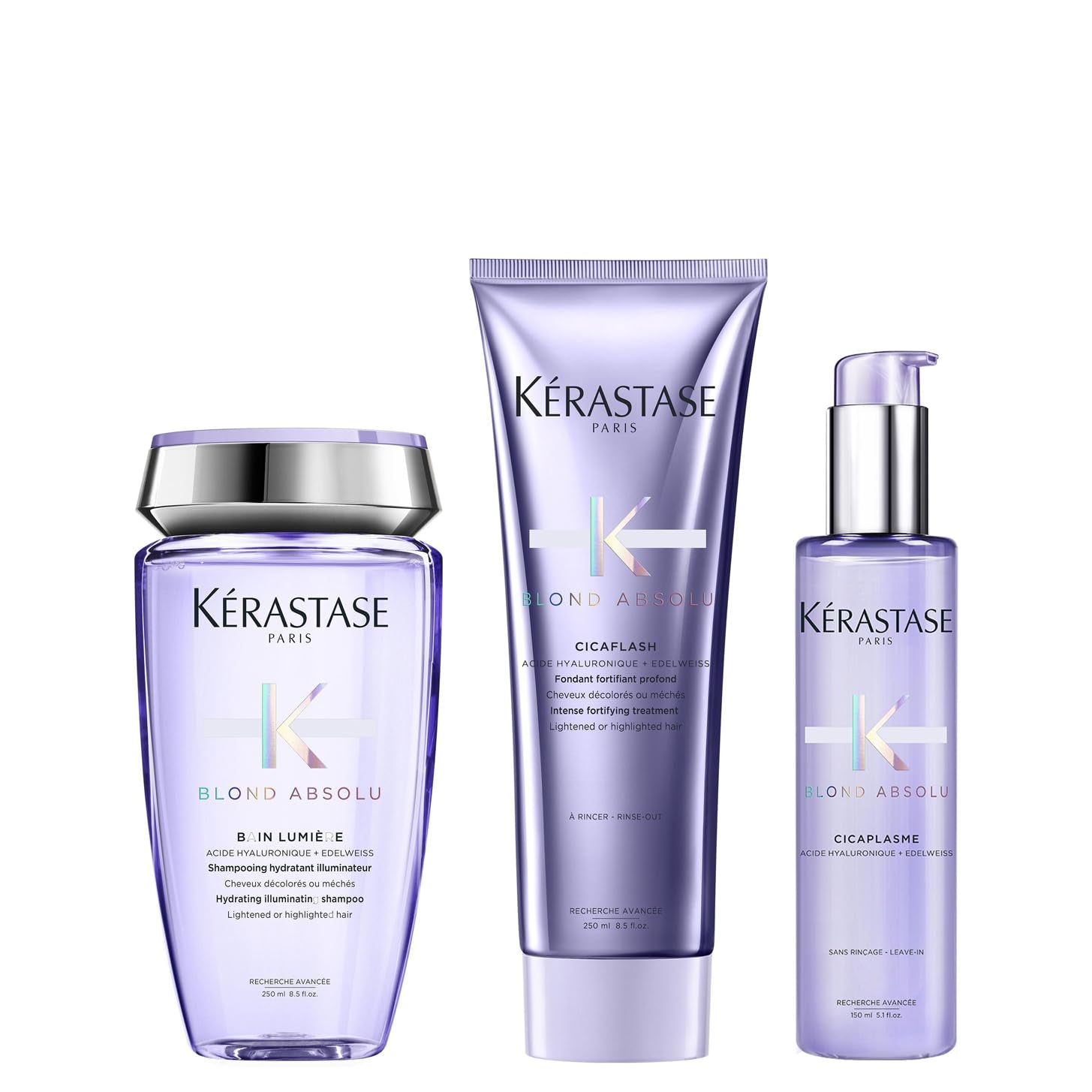 Kérastase, Blond Absolu, Pflegeroutine Mit Shampoo, Haarspülung Und Serum Für Blondiertes, Gesträhntes Oder Natürlich Blondes Haar, Mit Hyaluronsäure