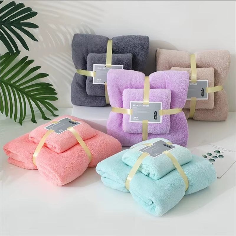 17 Colors Coral Fleece Hair Drying Towel Microfibre Swimming Hand Bath Towel Sets Bathroom Towels Microfiber Towel Set