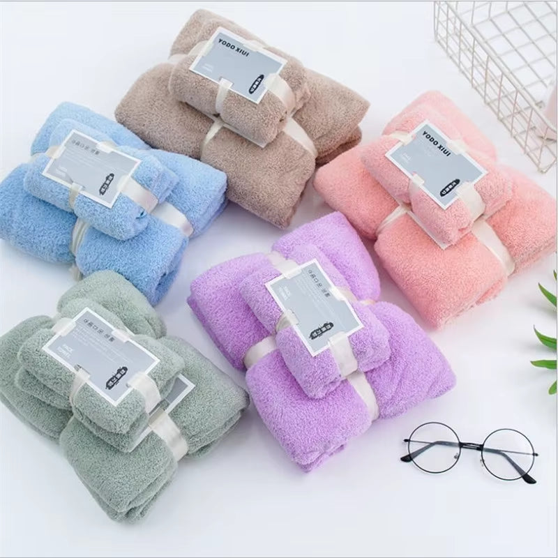 17 Colors Coral Fleece Hair Drying Towel Microfibre Swimming Hand Bath Towel Sets Bathroom Towels Microfiber Towel Set
